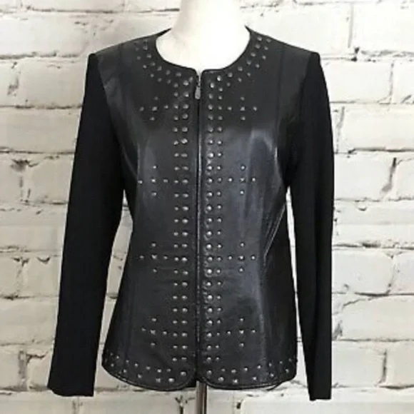 Peter Nygard Leather Studded Jacket - Picture 1 of 4